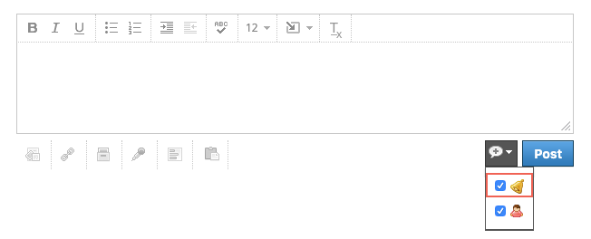 Click on the speech bubble icon and select the bell icon from the drop-down menu.