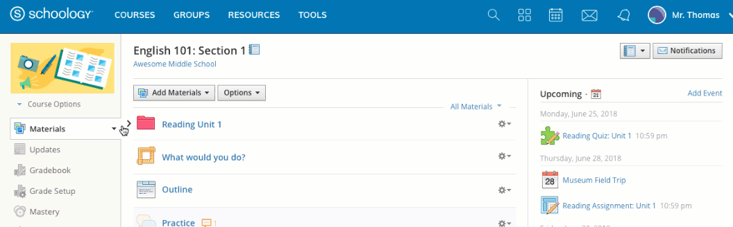 GIF of how to view deleted updates and comments