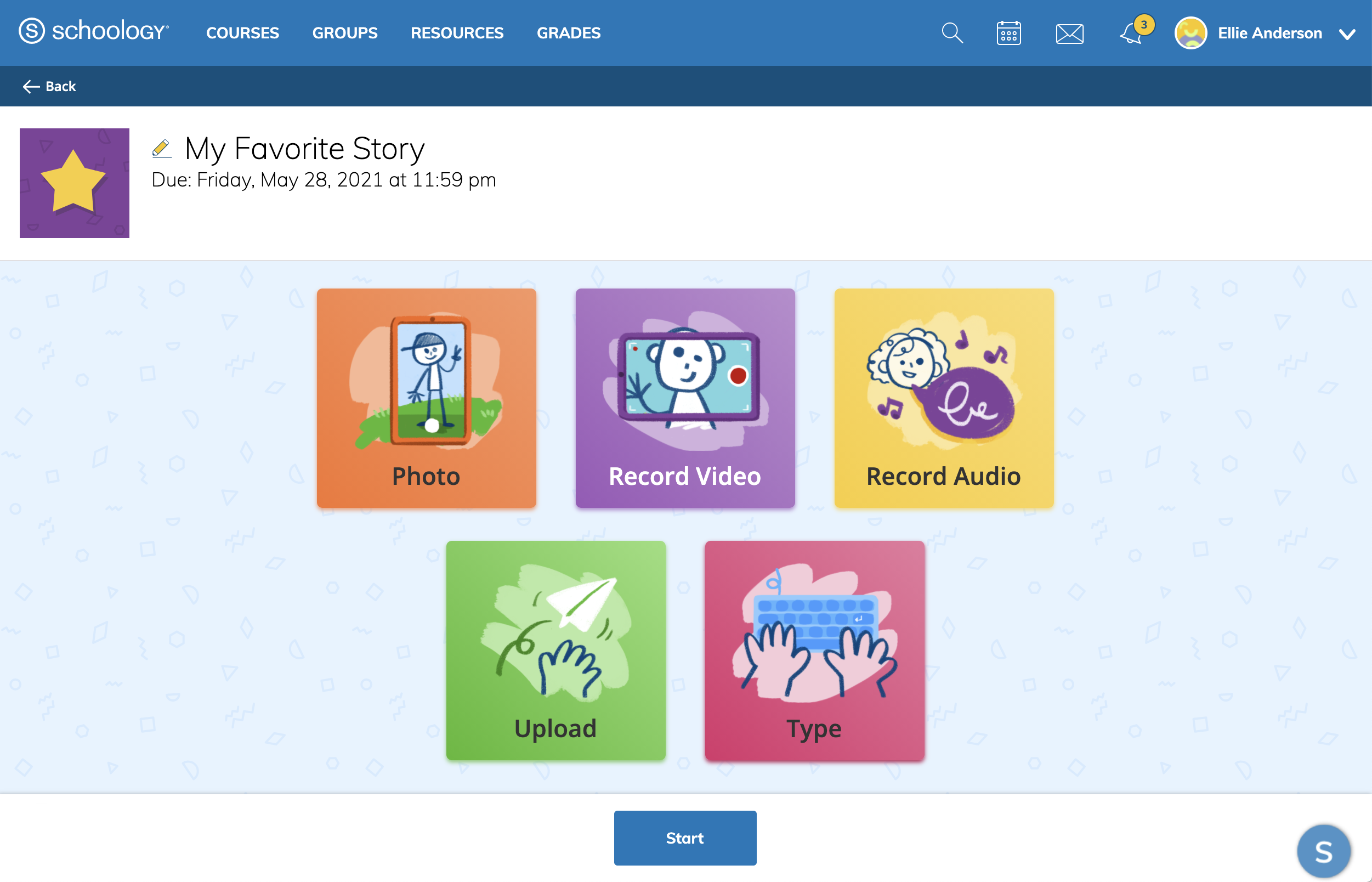 Assignment view in the Elementary experience.