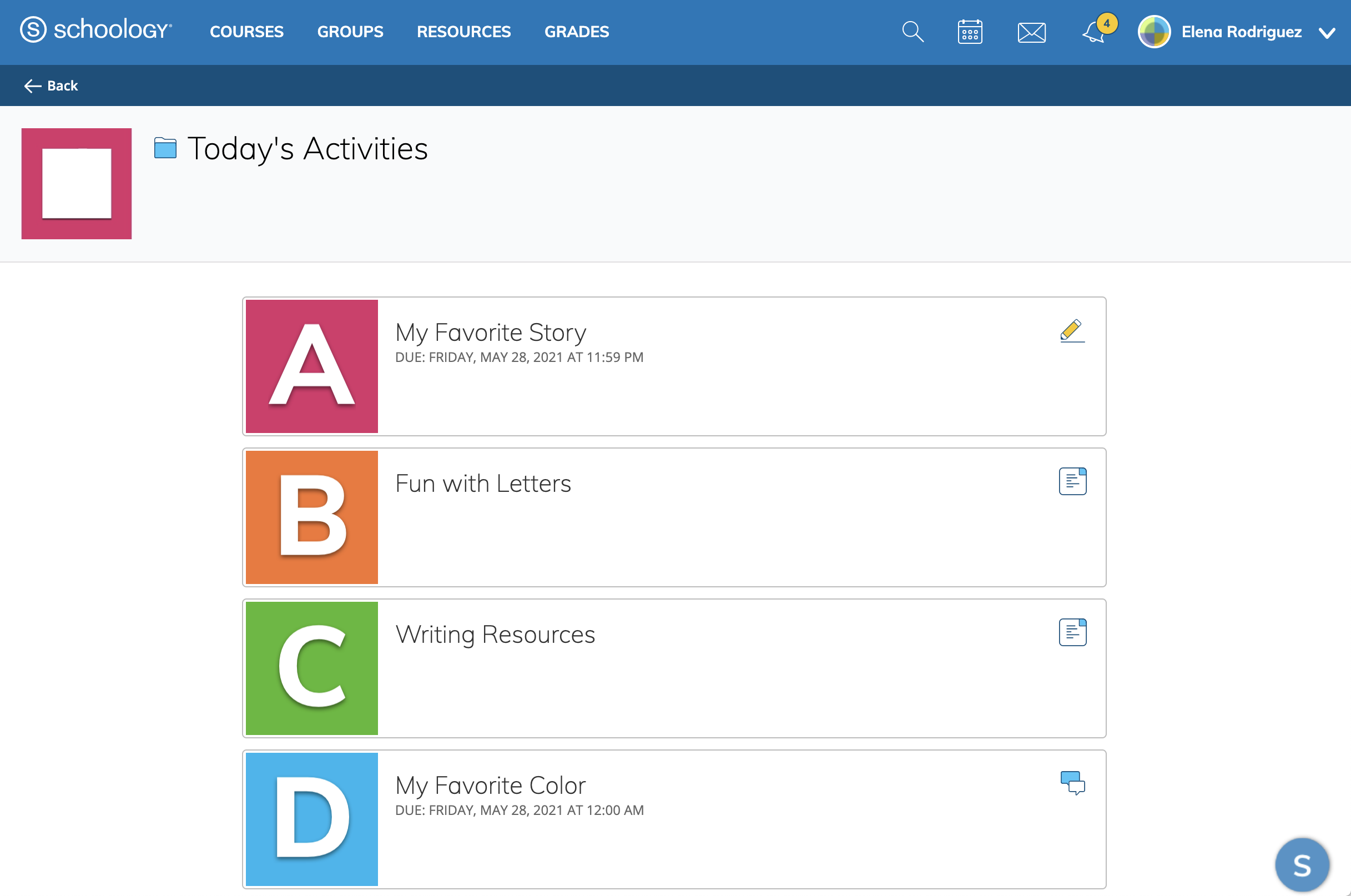 The Folder display in the Elementary Experience.